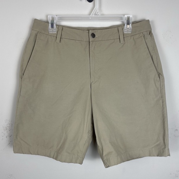 Lululemon Commission Classic‎ Shorts Men's 32  9" Warpstreme Tan Brown Stretch - Picture 2 of 7